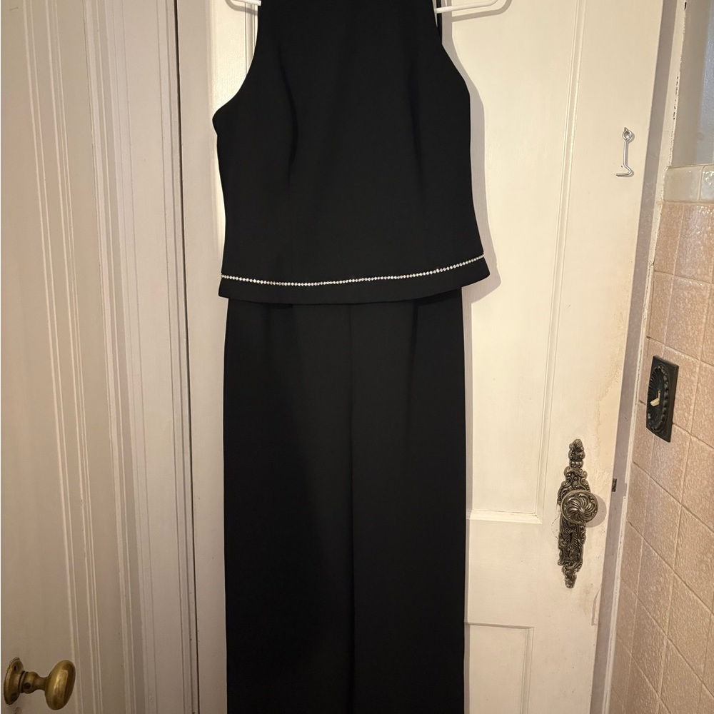 Jones New York Black Jumpsuit with rhinestone trim!